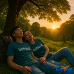 Sepasang remaja menikmati senja di bawah pepohonan rindang setelah seharian menjelajahi alam. Meski lelah, senyum mereka menandakan kepuasan — momen istirahat yang sederhana bersama GoTrip.id, bikin perjalanan makin berkesan.