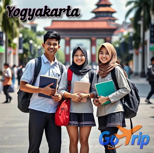 Tugu Jogja dengan latar langit sore dan suasana kota yang tenang